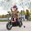 HONEY JOY Kids Motorcycle, 12V Aprilia Licensed Battery Powered Ride on Motorcycle w/Training Wheels, Headlight & Music, Foot Pedal, Spring Suspension, Electric Motorcycle for Boys Girls 2-8 (Red) view 2