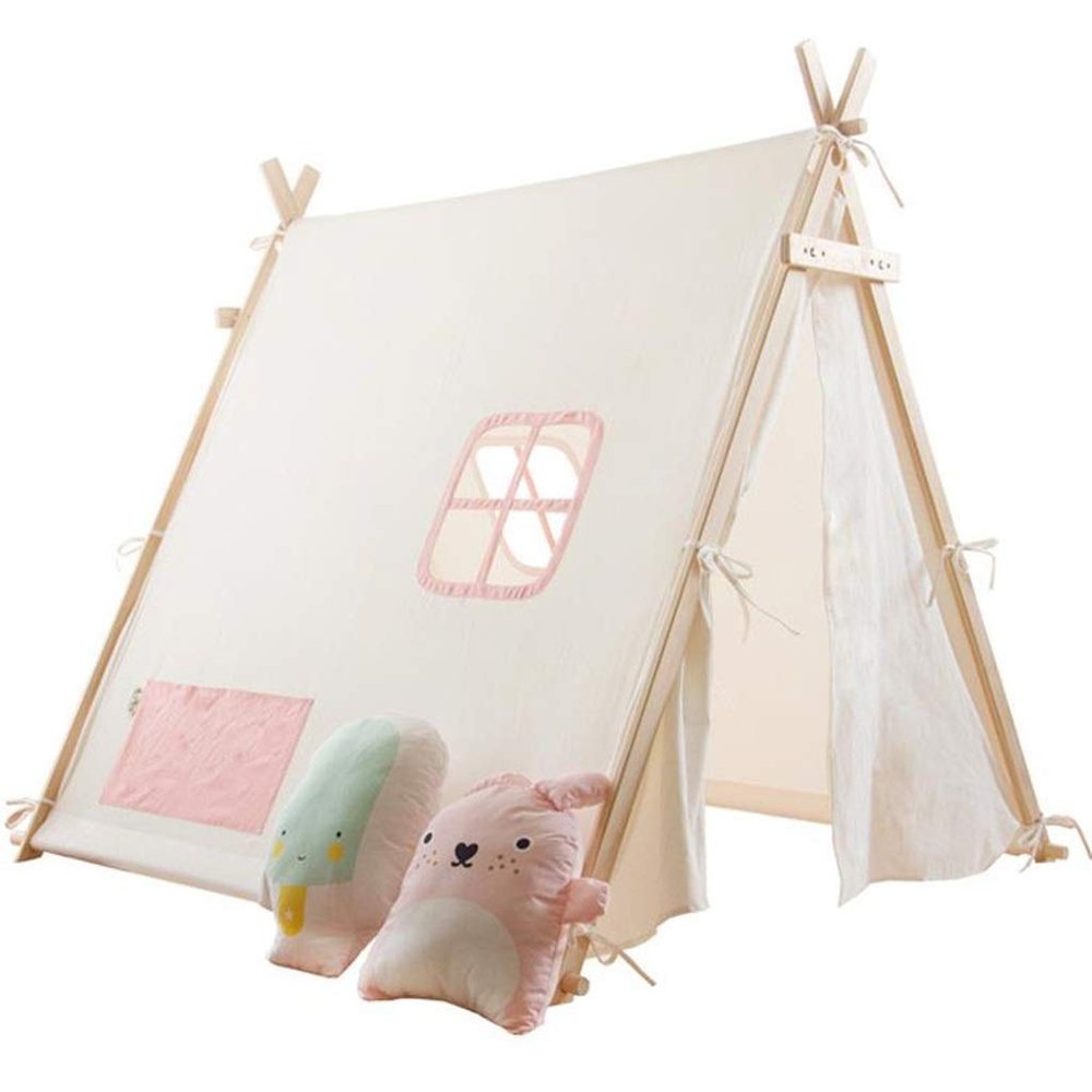 Children's Tent, Triangular Structure Cotton Canvas Princess Castle Foldable Easy to Store Boy Game House (Color : B)