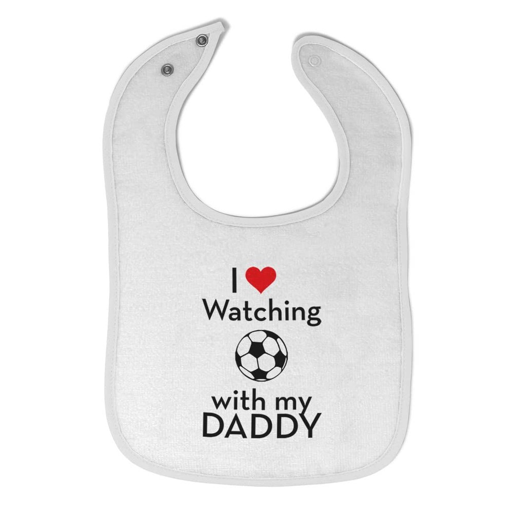 Toddler & Baby Bibs Burp Cloths Soccer I Love Watching Soccer with My Daddy Cotton Baby Items for Baby Girl & Boy White Design Only