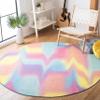 SAFAVIEH Washable Rug Paint Brush Collection - 6'7" Round, Fuchsia & Yellow, Slip Resistant & Easy to Clean, Ideal for Living Room, Bedroom, Nursery, Kids Playroom, Dining Space (PTB117A) view 1