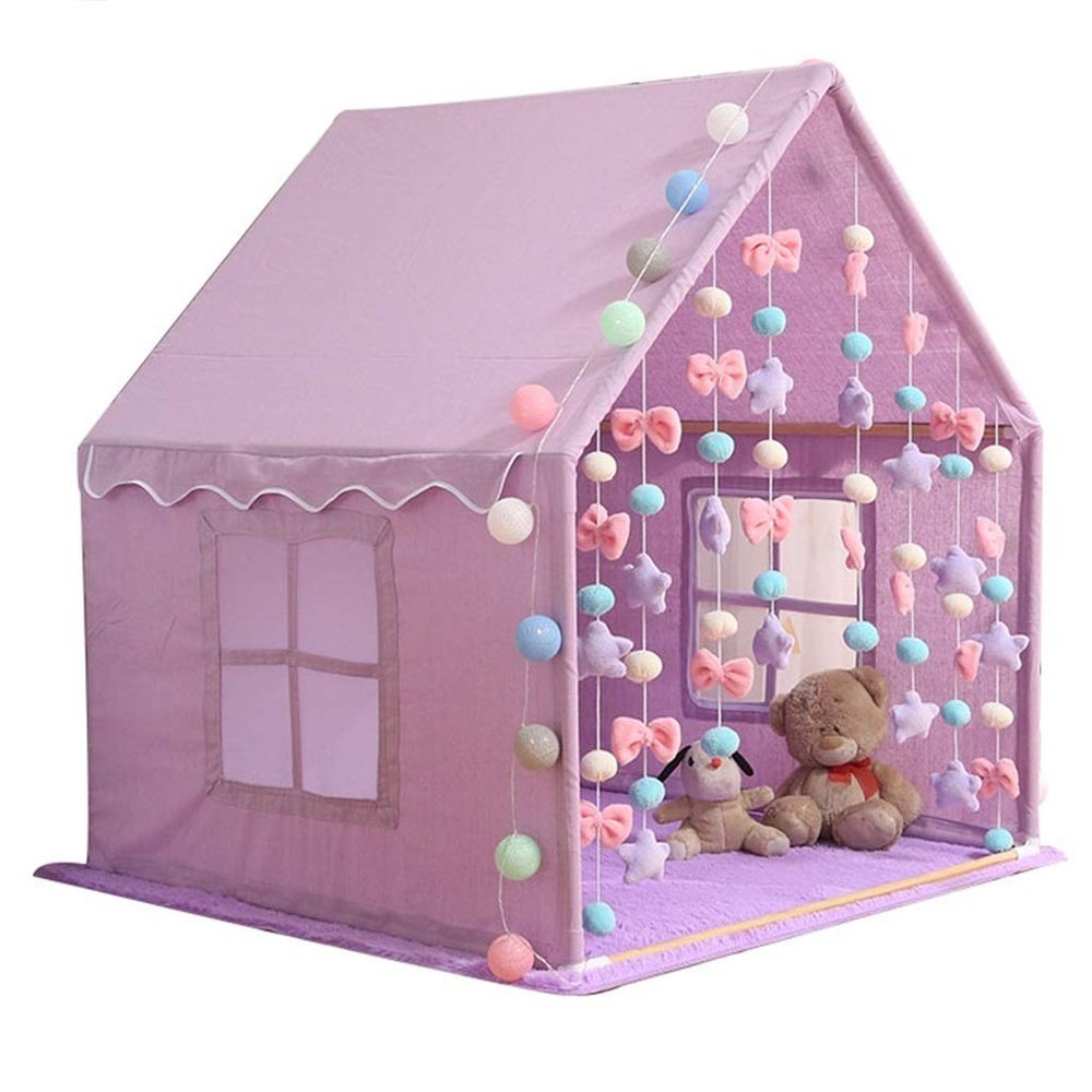 Children's Tent, Household Chiffon Curtain Princess Castle Boy Game House Star Lights Indoor (Color : Purple)