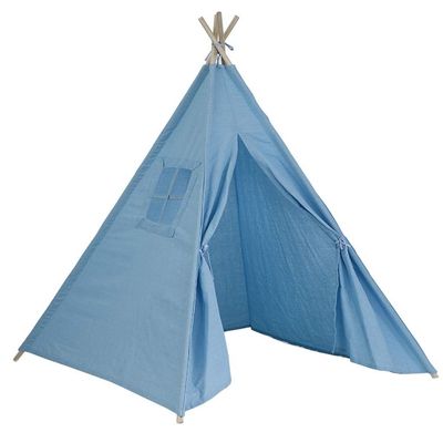 Children's Tent, Indoor Triangular Structure Princess Room Children's Theater Mute Boy Game House (Color : Blue)