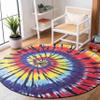 SAFAVIEH Washable Rug Paint Brush Collection - 6'7" Round, Fuchsia & Yellow, Slip Resistant & Easy to Clean, Ideal for Living Room, Bedroom, Nursery, Kids Playroom, Dining Space (PTB127A) view 1