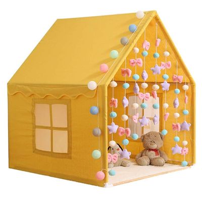 Children's Tent, Household Chiffon Curtain Princess Castle Boy Game House Star Lights Indoor (Color : Yellow)
