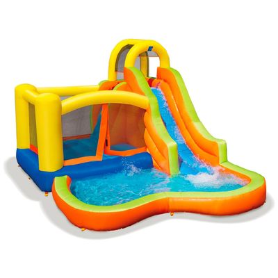 Banzai Inflatable Pool Water Slide, Blow Up Backyard Splash House, Sun N Splash