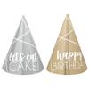 Amscan Gorgeous Silver & Gold Foil Mini Cone Hats - 4" (Pack of 12) - Premium Quality Material & Unique Design - Stylish Party Accessories - Perfect for Birthday Parties view 1