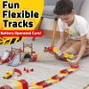 USA Toyz Snap Trax Construction Set Race Tracks for Kids and 2 LED Toy Cars- 251 Pk STEM Building Toys Bendable Race Car Track for Boys Girls, 3 Construction Trucks, Crane, Bridges, 2 Light-Up Trucks view 3