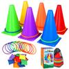 31 PCS Christmas Carnival Games, 3 in 1 Indoor Outdoor Bean Bag Ring Toss Games for Kids Birthday Party, Plastic Soft Cones Yard Lawn Game for Family Party Kid's Gift view 1
