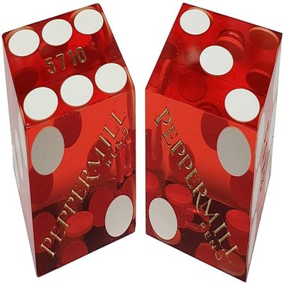 Authentic Nevada Craps Dice - Wide Selection Genuine Casino Table-Played Dice Pairs from Lake Tahoe, Reno & Other Nevada Destinations (Matching, Reno Peppermill - Red Polished)