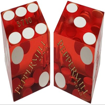 Authentic Nevada Craps Dice - Wide Selection Genuine Casino Table-Played Dice Pairs from Lake Tahoe, Reno & Other Nevada Destinations (Non-Matching, Reno Peppermill - Red Polished)