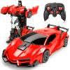 BLOOLILIES Remote Control Car for Boys 4-7 8-12 Christmas Birthday Gifts,1:18 Scale Rc Cars Transform Robot Toy Cars with 360 Rotating Led Lights & One Button Deformation, Transform Car Toys for Kids view 1