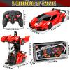 BLOOLILIES Remote Control Car for Boys 4-7 8-12 Christmas Birthday Gifts,1:18 Scale Rc Cars Transform Robot Toy Cars with 360 Rotating Led Lights & One Button Deformation, Transform Car Toys for Kids view 2
