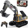 kolegend Remote Control Excavator Toy 16 Inch, 9 Channel RC Construction Vehicles Hydraulic Haulers Digger Toys Gift for 6 7 8 9 10 Years Old Kids Boys view 1
