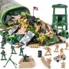Divwa Army Men Toys for Boys 8-12, Military Soldier Army Base 160 Pcs Set Including WW2 Khaki Green Plastic and Accessories with Handbag for Kid view 1