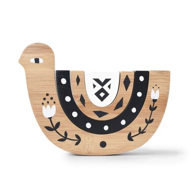 Wee Gallery Bamboo Nesting Bird, Building and Stacking Blocks, Arc Stacker and Balance Toy for Child Motor Skills, Problem Solving, Play, and Nursery Decor (for Kids Age 18 Months and up)