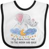 inktastic My Nana Loves Me To the Moon and Back Elephant Family Baby Bib White and Black 3b15a view 1