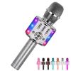 Amazmic Kids Karaoke Microphone Machine Toy Bluetooth Microphone Portable Wireless Karaoke Machine Handheld with LED Lights, Gift for Children Adults Birthday Party, Home KTV(Gray) view 1