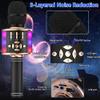 Amazmic Kids Karaoke Microphone Machine Toy Bluetooth Microphone Portable Wireless Karaoke Machine Handheld with LED Lights, Gift for Children Adults Birthday Party, Home KTV(Black Gold) view 3