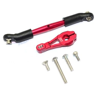 GPM 6Pc Set Upgrades Aluminum Servo Horn with Steering Link for 1/10 TRX4 Defender Trail Crawler (82056-4) RC Cars (red)