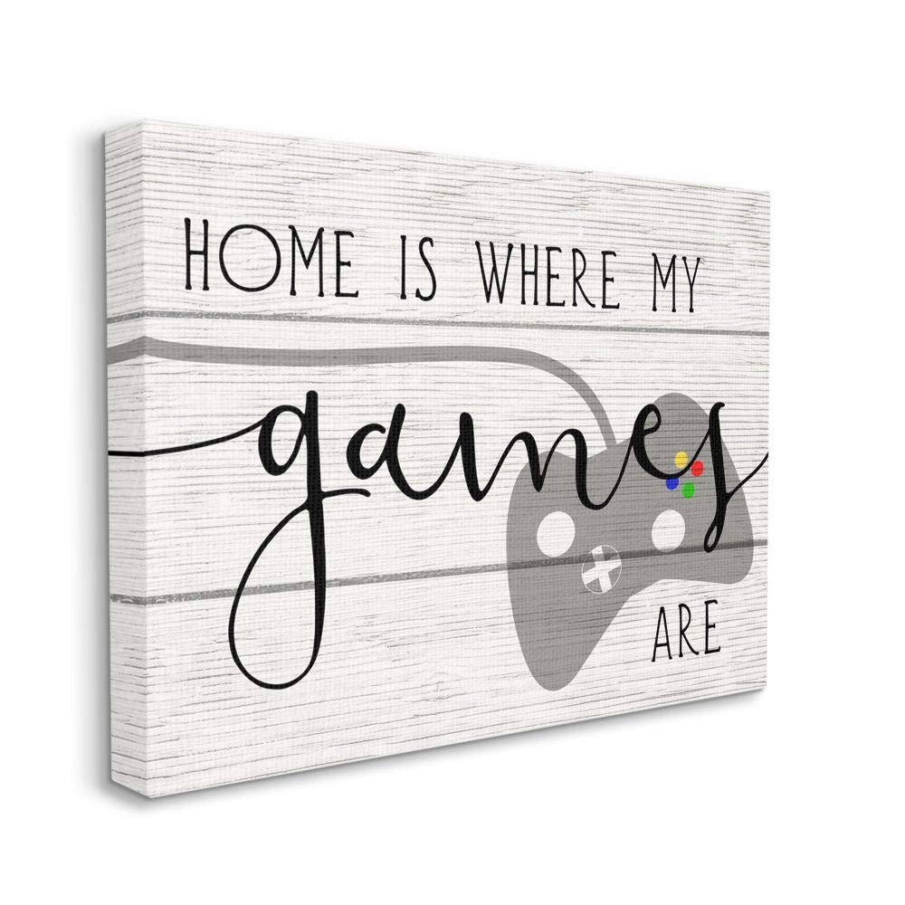 Stupell Industries Home is Where My Games are Quote Rustic Play Design