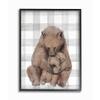 Bear and Cub Nursery Illustration Grey Farmer Plaid view 1