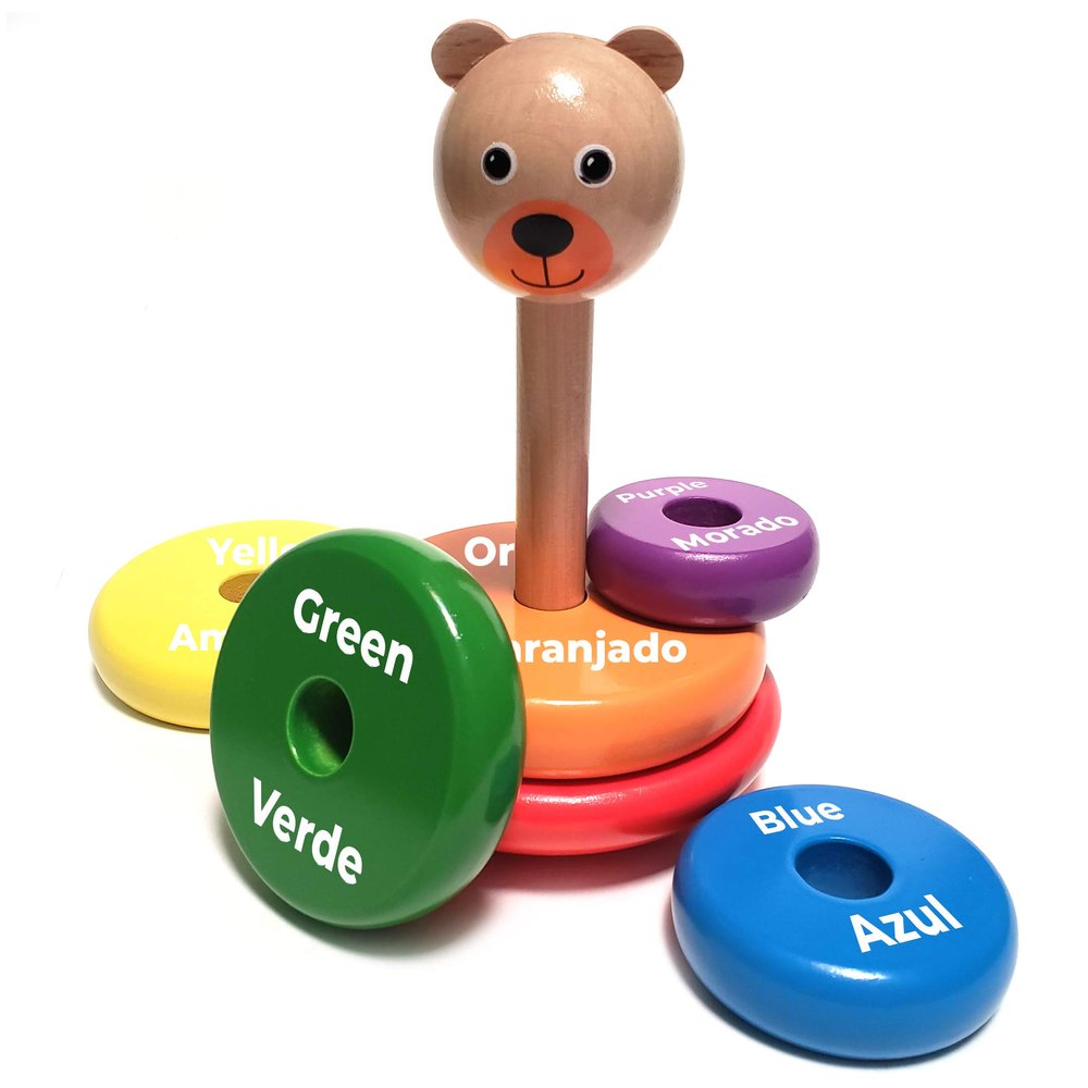 KIDS KORNER Baby Toys Wooden Stacking Rings - Bilingual Educational Toys for 2 Year Old | Learn Rainbow Colors in English & Spanish | Wood Building Blocks with Toddler Games Learning Activities Ebook