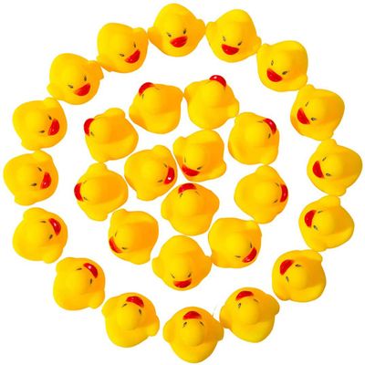 50-Pieces Float & Squeak Mini Duck Stress Relief Toys Stress Balls for Adult, Mini Round Eye Rubber Ducks Squeeze Fun for Birthday Party Office Christmas Stocking Stuffer Gift