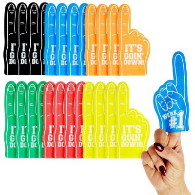 Okuna Outpost Mini Foam Fingers - Vibrant Colors for Football Party Favors - Lightweight for Football Party Decorations - Bulk Foam Fingers Pack for Sports Events - 24-Pack, 2.5 x 5.5 in, 6 Colors
