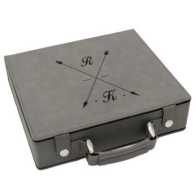 Sofia's Findings Personalized Leatherette Poker Chip Set | Crosshair (Grey)