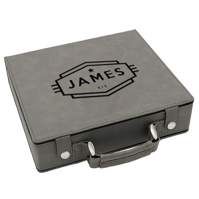 Sofia's Findings Personalized Leatherette Poker Chip Set | Cadet (Grey)