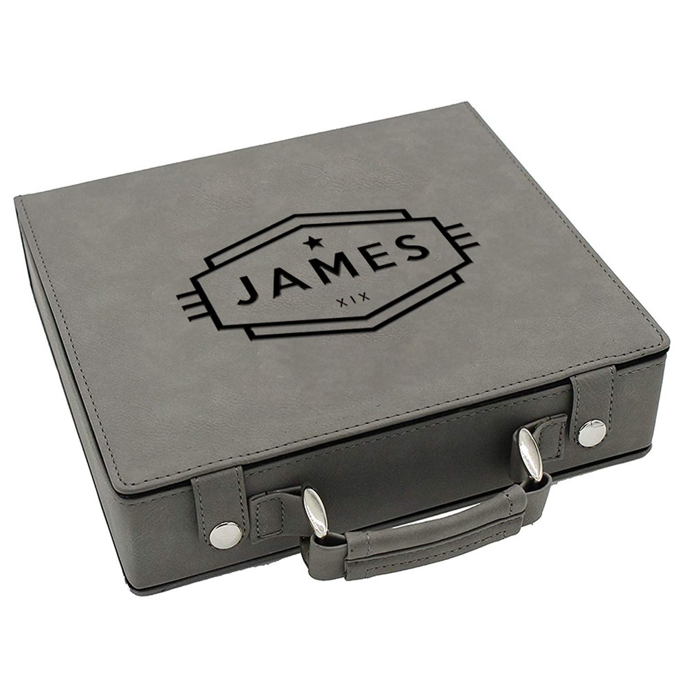 Sofia's Findings Personalized Leatherette Poker Chip Set | Cadet (Grey)