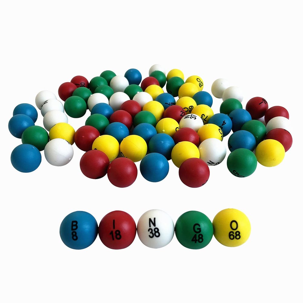 Yuanhe 0.8 Inch Bingo Balls for Jumbo Cages and Boards, Easy Read, 75 Count, Perfect for Parties,Bingo Nights, Raffles,Lost Bingo Ball Replacements