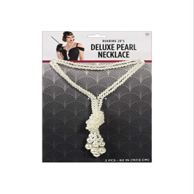 Amscan White Deluxe 1920's Pearl Necklace (62 Inch) 1 Piece - Elegant & Timeless Fashion Accessory, Perfect for Gatsby-Themed Parties & Special Occasions