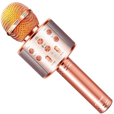 FINYIORE Microphone for Kids Voice Change Karaoke Microphone Kids Girl Gifts Handheld Wireless Bluetooth Microphone Home Party Favor Mic Microphones Kids Christmas Birthday Gifts