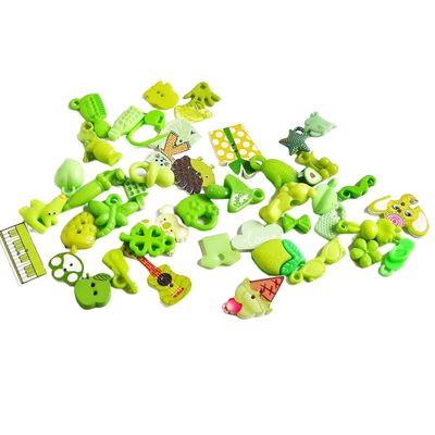 TomToy Green I Spy Trinkets for Rainbow I Spy Bottle/Bag, Colorful Miniatures, Mixed Buttons, Beads, Charms, 1-3cm, Set of 50