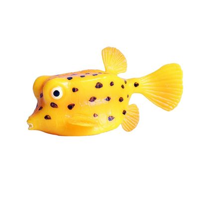 Flormoon Realistic Animal Figures Yellow Boxfish Sea Animal Toy, Science Project, Cake Topper, Early Educational Toys Birthday for Toddlers Kids Age 3 4 5