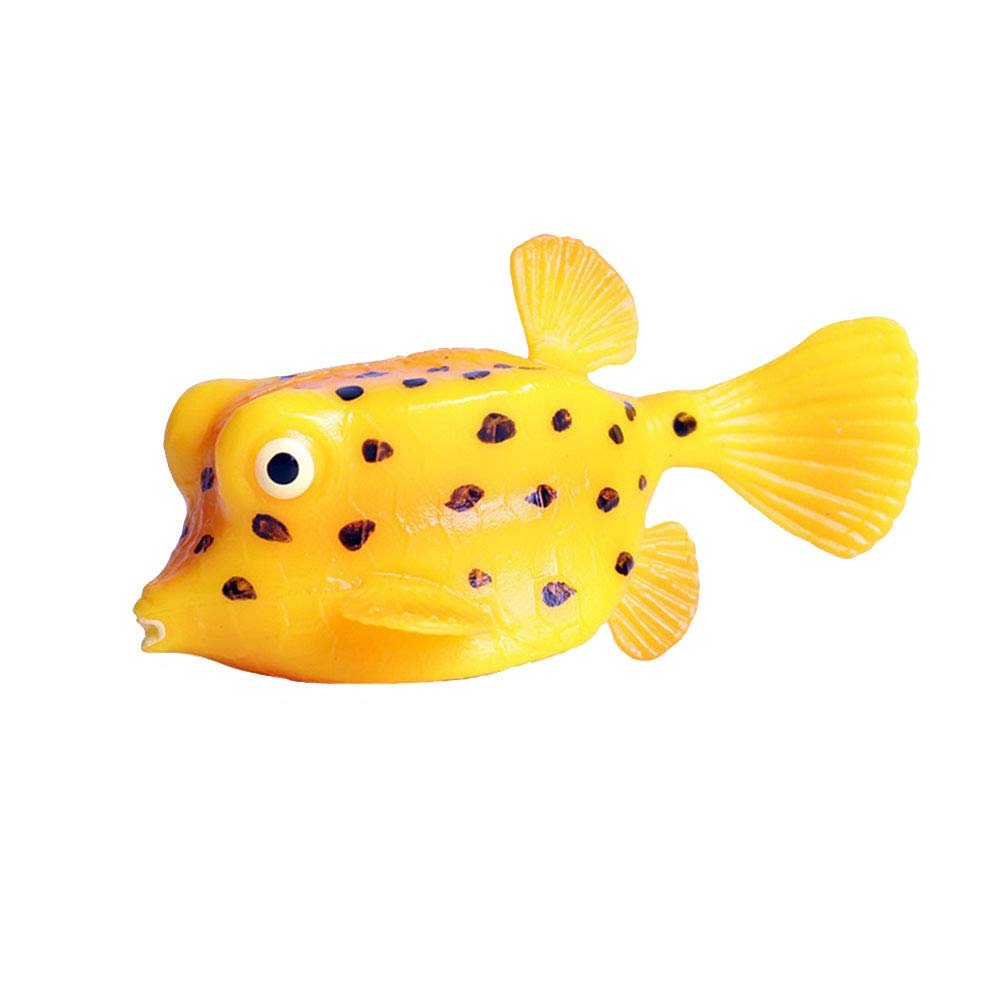 Flormoon Realistic Animal Figures Yellow Boxfish Sea Animal Toy, Science Project, Cake Topper, Early Educational Toys Birthday for Toddlers Kids Age 3 4 5