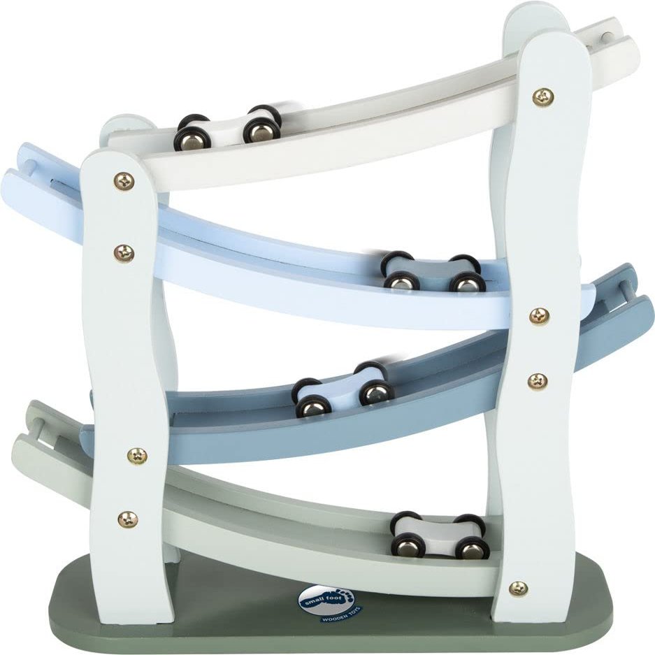 small foot Cascade Style Wooden Race Track with Four Wooden Cars for Children Aged 3+ 11651 25 x 10 x 29 cm Blue