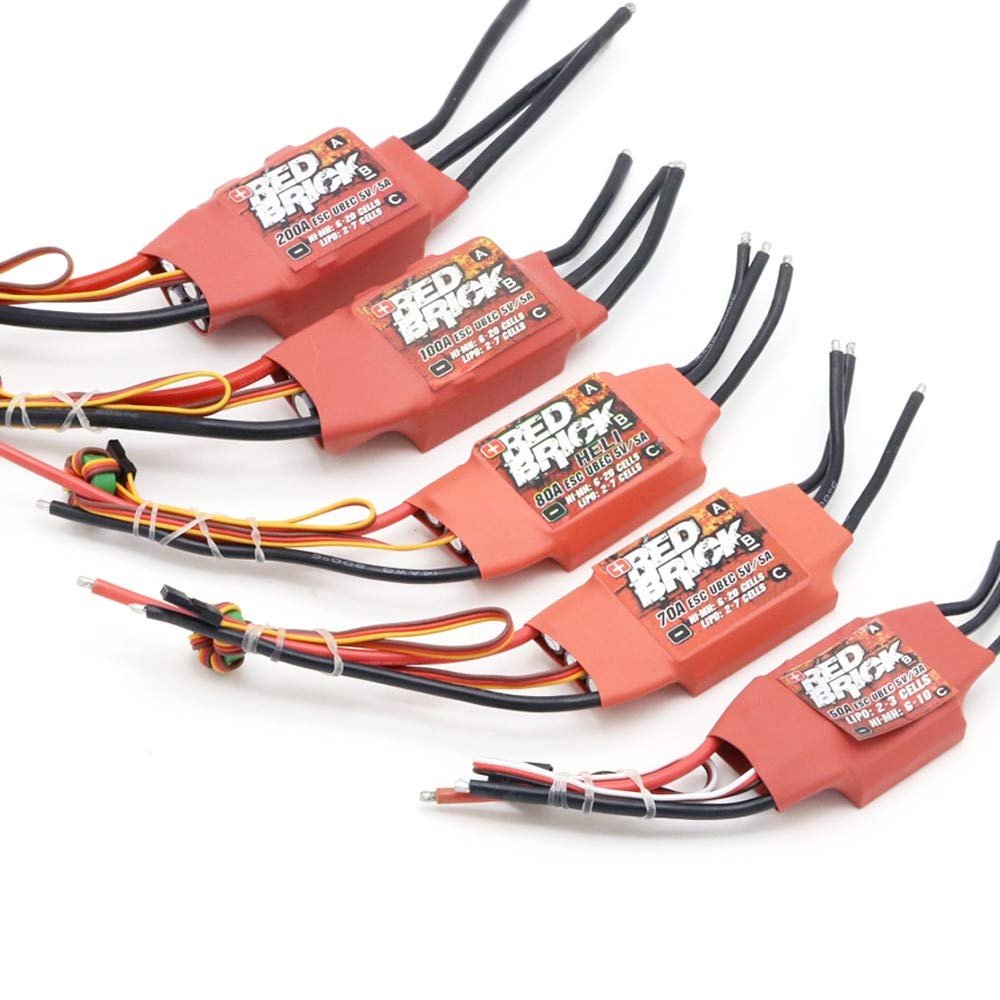 Parts & Accessories Red Brick 50A/70A/80A/100A/125A/200A Brushless ESC Electronic Speed Controller 5V/3A 5V/5A BEC for FPV Multicopter - (Color: 125A ESC 2-7S)
