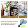 1:12 Scale Miniature Tennis Racket & Ball Set (4PCS)  Realistic Dollhouse Accessories, Resin Racket with Felt Ball for Adult Collectors & Miniature Diorama view 3