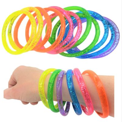 Zugar Land 6" LIQUID Super GLITTER Colorful BRACELET (48 Pack) Bright Neon Colors. Cool Bracelets for Party Favor, Stocking Stuffers, Birthday Parties, Fundraisers, Giveaways or Prizes!