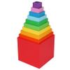TOWO Wooden Stacking Boxes Rainbow Colours-Nesting and Sorting Cups Blocks for Toddlers-Stacking Cubes Educational Learning Toys for 2 Years Old Montessori Materials view 2