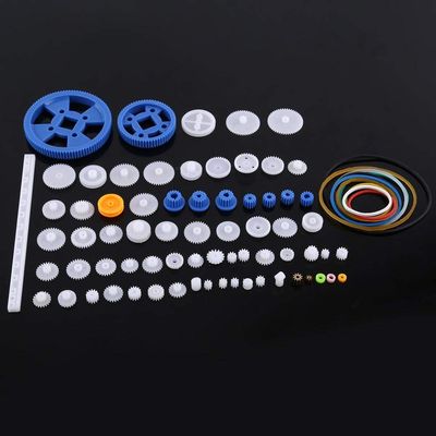 Fafeicy Plastic Gears Set, Pulley Belt Kits, Robot Motor Toy DIY Parts for Model (80 Gear Packages)