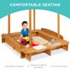 Best Choice Products Kids Wooden Cabana Sandbox Play Station for Children, Outdoor, Backyard w/ 2 Bench Seats, UV-Resistant Canopy Shade, Fabric Sandpit Cover, 2 Side Buckets - Natural view 3