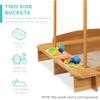 Best Choice Products Kids Wooden Cabana Sandbox Play Station for Children, Outdoor, Backyard w/ 2 Bench Seats, UV-Resistant Canopy Shade, Fabric Sandpit Cover, 2 Side Buckets - Natural view 4