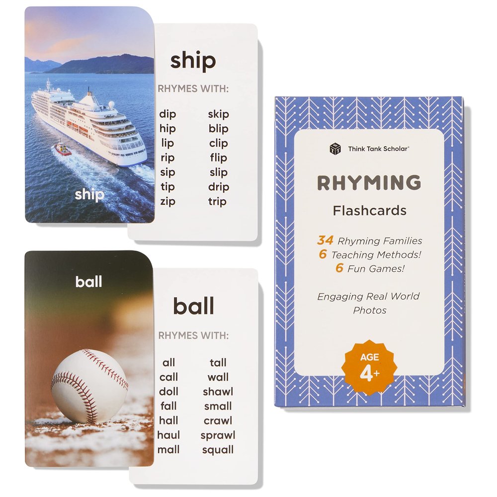 Award-Winning Rhyming Words Flash Cards for Kids Ages 4-8  Master Phonics, Spelling & Word Families  36 Durable Cards for Kindergarten, 1st, 2nd & 3rd Grade