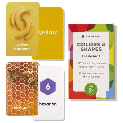 Award-Winning Colors & Shapes Flash Cards for Kids Ages 2-8  36 Durable Cards with Real Pictures  Learn Colors, Shapes & Categorization  Preschool, Kindergarten, Homeschool & Classroom