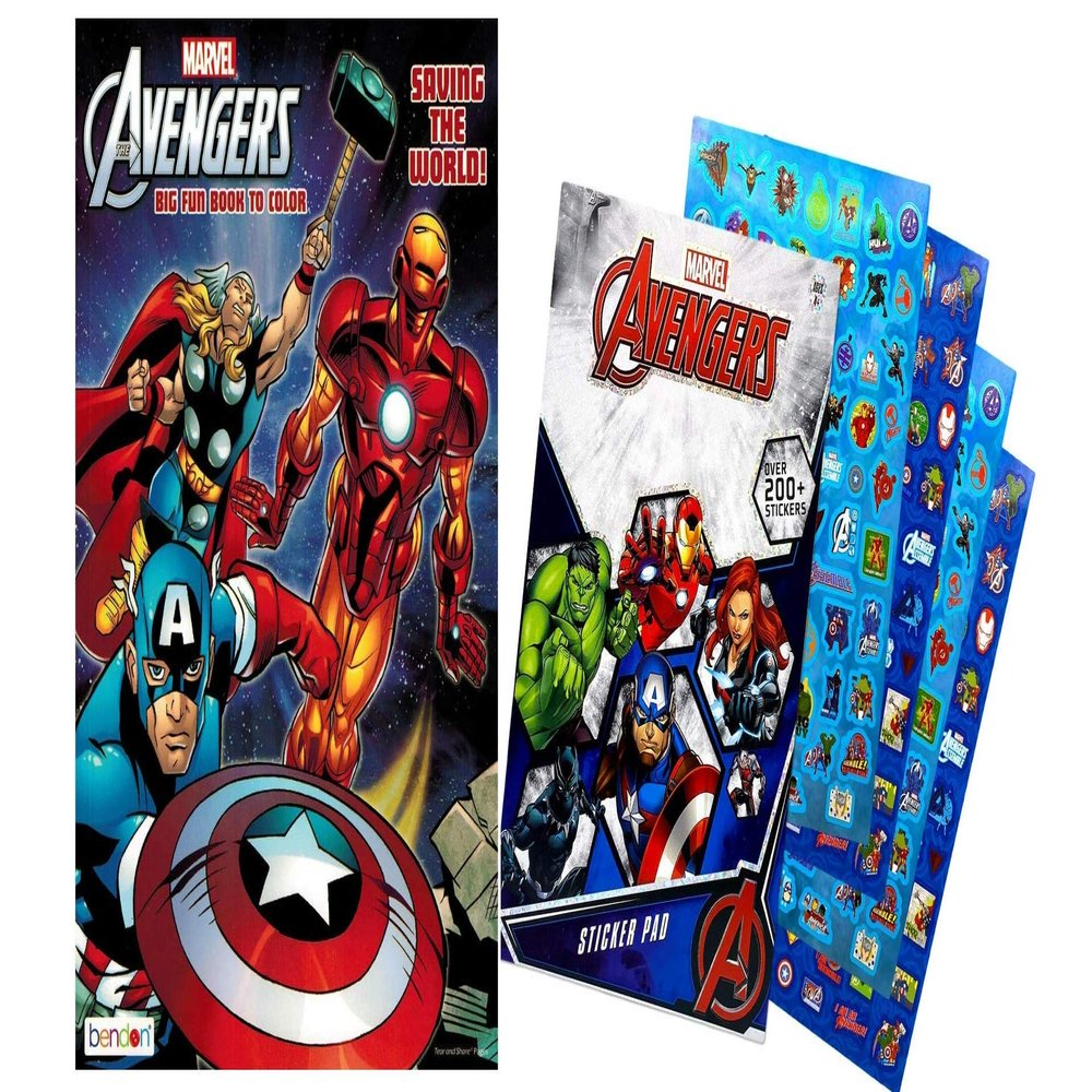 2325687 Avengers 80 Page Coloring Book Marvel Avengers Hero Sticker Book Over 200+ - Perfect for Gifts, Party Favor, Goodies, Reward, Scrapbooking, Children Craft, School for Kids Girls, Boys