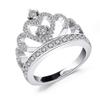 Grandiy Elegant Princess Crown Rings Zircon Finger Rings Simulation Crystal Wedding Finger Rings,Silver 8,57mm view 1