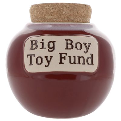 Cottage Creek Jars - Red Big Boy Toy Fund Piggy Bank, Unique Gifts for Men, Teen Boys & Friends, Savings Jar Storage Container, Perfect for Office & Home Decor, Fun Car Accessories Money Saving Box